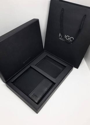 Мужской набор кошелек хьюго босс визитница. мужское портмоне hugo boss