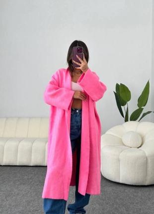 Кардиган жіночий малиновий однотонний вільного крою теплий якісний стильний трендовий