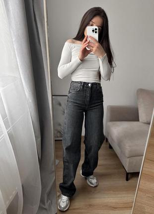 Графітові джинси wide leg zara