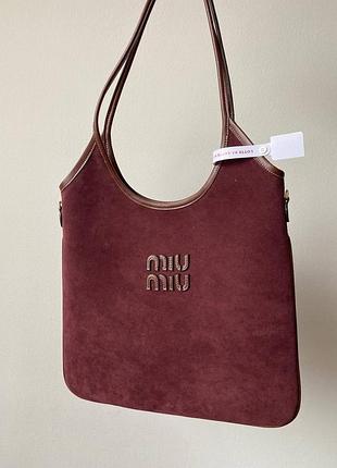 Женская сумочка miu miu бордовая ivy suede 37 х 32 х 1 см