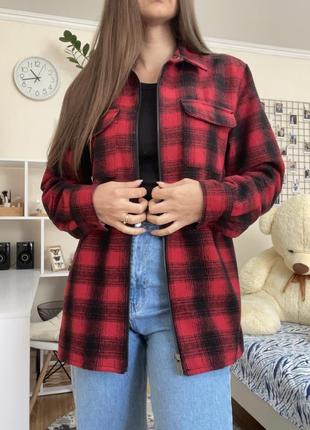 Теплая рубашка в клетку, рубашка river island, красный рубашка в клетку