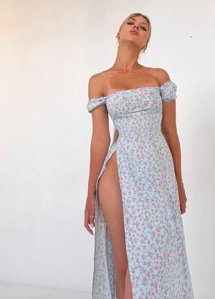 Жіноча сукня міді з розрізом на запах штапель і софт xs-s, s-m8 фото
