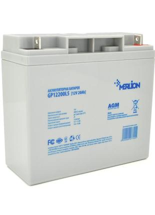 Акумуляторна батарея merlion agm gp12200l5 12 v 20 ah ( 181 x 76 x 166 (168)), 5,4 kg q4/192 склад одеса