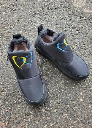 Дутики кросівки жіночі зимові чорні