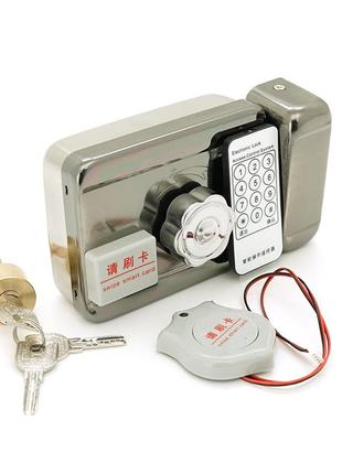 Замок yoso y-48 с контроллером, електроро-механический ригельный , ик-пульт, считыватель ем , английский ключ,