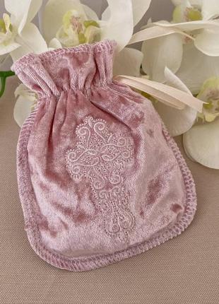 Мішечок betis "оксамитовий блиск" аксесуар для хрещення пудра бархат 27685807 тм бетис