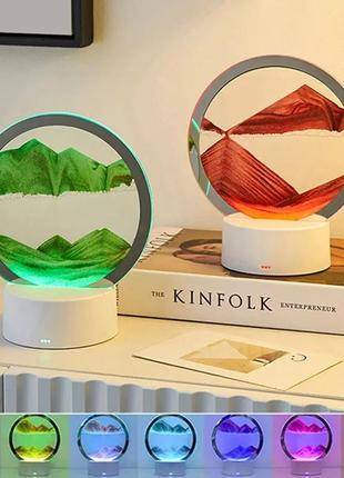 Настольная led лампа ночник песочные часы 3d "moving sands capes" usb ночной светильник тм китай