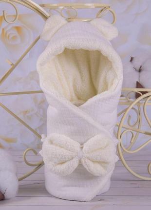 Конверт-ковдра betis "зефірчик" зима з поясом-резинкою молочний капитон 27683387  80*80 см тм бетис