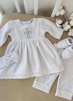 Костюм betis "чарівний янгол в" дівчинка д.р. туніка, лосини, пов`язка, пінетки білий/срібло велюр 27687411