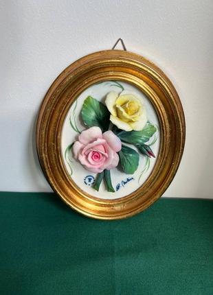 Панно "роза". итальянский фарфор capodimonte
