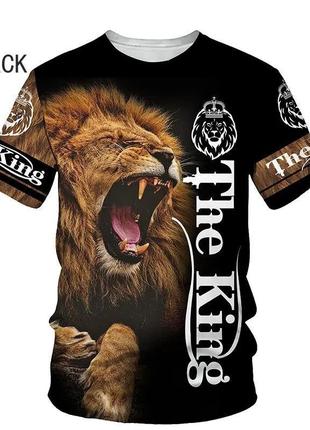 Футболка 3d печать фирменная мужская футболка с принтом рычит лев the king король термо дышащая летняя xxl2 фото