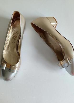 salvatore Polo ferragamo дизайнерские итальянские туфли на небольших толстых каблуках 40 размер2 фото