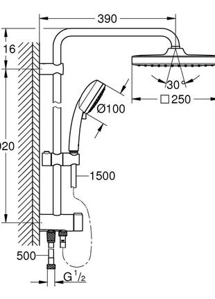 Душова система із перемикачем grohe new tempesta cosmop. system (26694000)4 фото