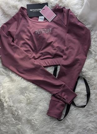 Plt спортивный кроп топ длинный рукав, рашгард