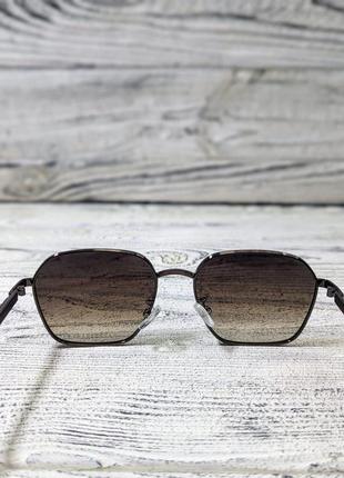 Солнцезащитные очки унисекс, коричневые  в  металлической коричневой  оправе ( без бренда )5 фото