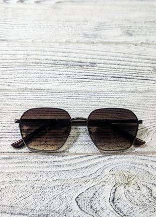 Солнцезащитные очки унисекс, коричневые  в  металлической коричневой  оправе ( без бренда )6 фото