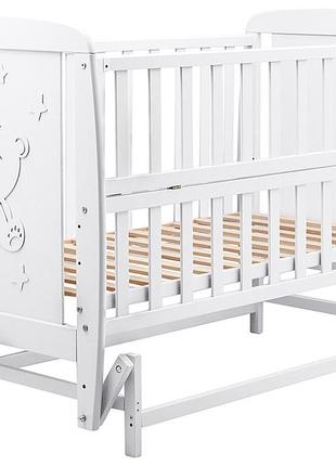 Ліжко babyroom умка dumo-02 маятник, відкидний бік бук білий3 фото
