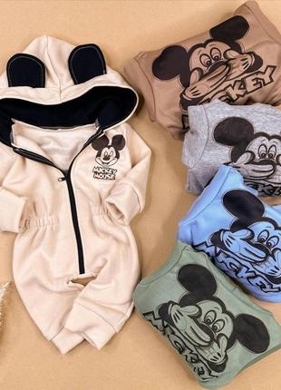 Ромпер міккі/мінні, тринитка на флісі, теплий