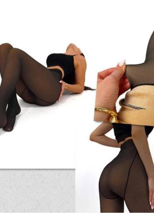 Женские термо колготки, под капроновые, эффект голых ног с мехом