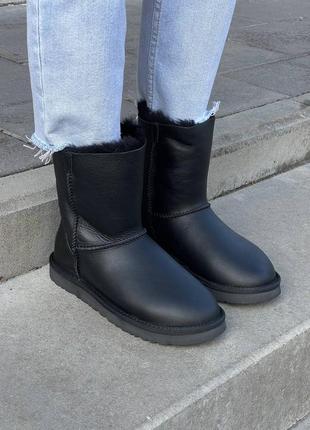 Угги женские в стиле ugg short zip black leather