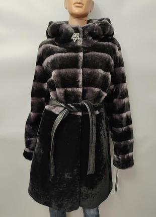 Стильная натуральная мутоновая шуба, р.xl / 2xl