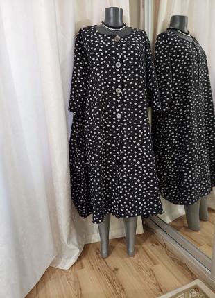 Котоновое с карманами платье 👗 большого размера
