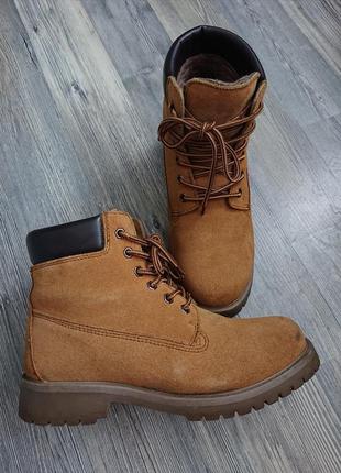 Зимние замшевые ботинки в стиле timberland р.37/38 кожа