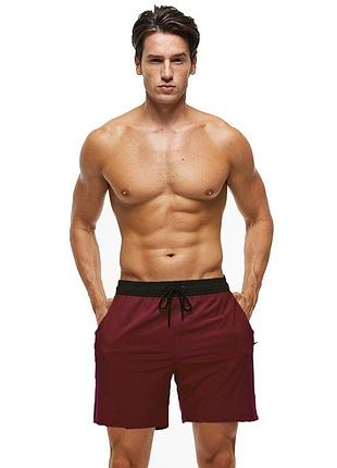 Чоловічі шорти escatch бордового кольору з чорним поясом