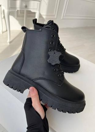 Женские ботинки черные (мех) ❄️6 фото