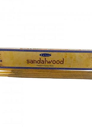 Аромапалочки sandalwood premium incense sticks (сандал) satya 12 шт/уп