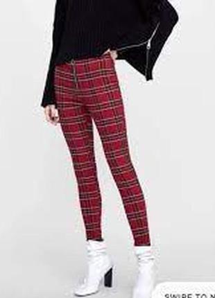 Zara (s) брюки леггинсы в клетку