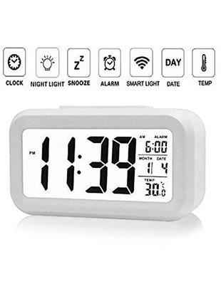 Часы будильник термометр хронограф с led подсветкой square clock ds-300 st8020