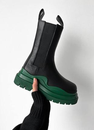 Ботинки женские в стиле bottega Cab vneta black green premium (без лого)