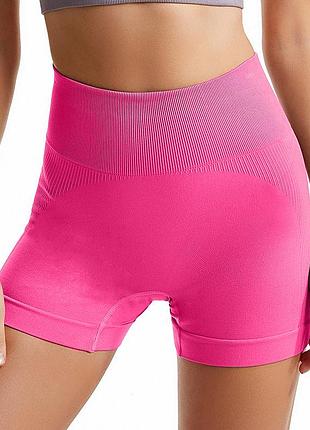 Шорты женские lesko 1802# l розовый электрик бесшовные для фитнеса пуш ап push up