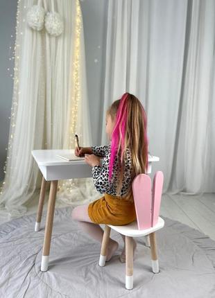 Детский столик и стульчик белый. столик с ящиком для карандашей и разукрашек7 фото