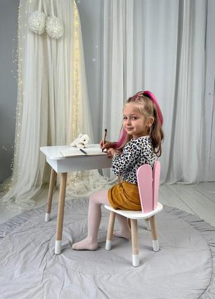 Детский столик и стульчик белый. столик с ящиком для карандашей и разукрашек2 фото