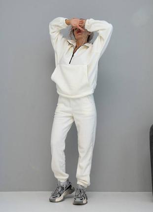 Теплый женский флисовый спортивный костюм без капюшона, костюм двойка полар флис на осень зима, костюм флиска женский, а30