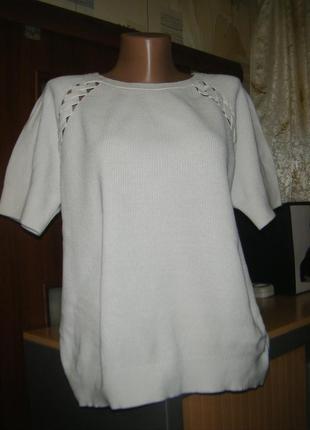 Белый джемперок с коротким рукавом, размер м - 14 - 48