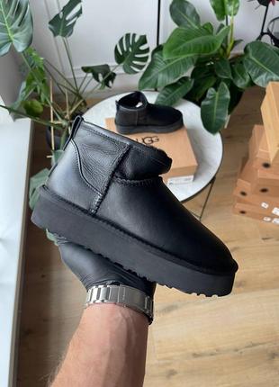 Женские сапоги угги ugg utra mini platform leather black