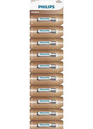 Алкалиновые батарейки philips entry alkaline aaa 10 шт (lr03al10s/10)