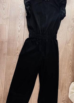 Шикарный черный брючный комбинезон