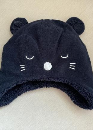 Флисовая шапка котик
