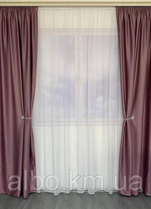 Готові штори в спальню, штори з атласу, штори в дитячу кімнату рожеві1 фото