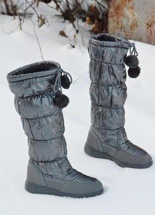 Сапоги-дутики женские аляска серебро .