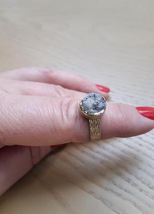 Кольцо кольцо кольца друза кристаллы, жеода, винтаж, немного потертость позолоты снизу