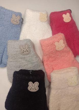 Теплые зимние перчатки для девушек 5-7 лет, плюшевые тедди