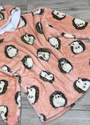 Теплая плюшевая туника пончо худи плед primark m-l