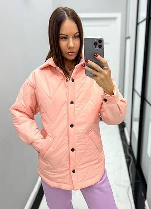 Стильная стеганая куртка рубашка на синтепоне в размерах s-m, l-xl