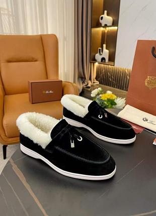 Черевики лофери loro piana з хутром