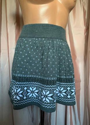 Юбка юбка серая с узором зимним для подростка